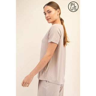 Plus Size Viscose Modal Short Sleeve Top | Mist Blue