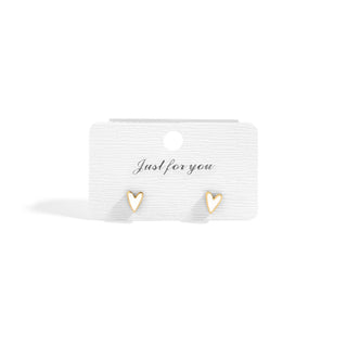 White Heart Stud Earrings | 18K Gold PVD + Stainless Steel