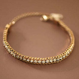 Crystal Chain Bracelet | 18K Gold Plated Stainless Steel