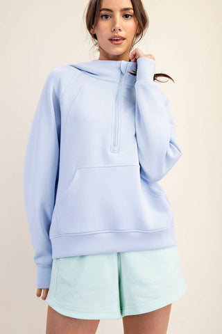 Modal Scuba Quarter Zip Hoodie Jacket | Heather Charcoal
