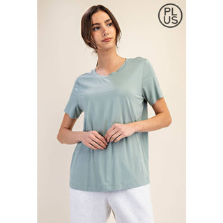 Plus Size Viscose Modal Short Sleeve Top | Mist Blue