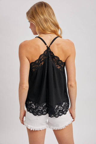 Benni Boho Lace Trimmed Cami Top | Ivory