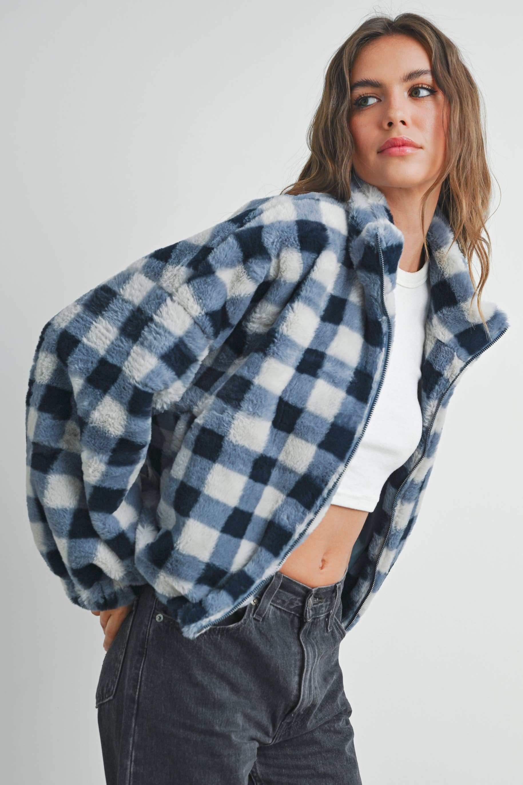 Delaney Drop Shoulder Plaid Jacket | Rust