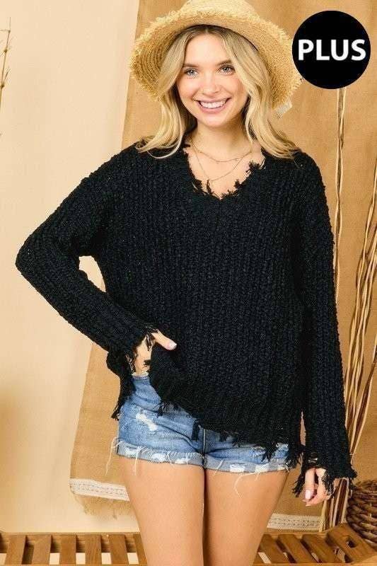 Dixie Plus Size Distressed Sweater