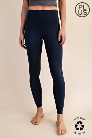 Plus Size Two Line Yoga Stitch Full Length Leggings | Multiple Colors