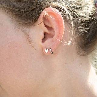 White Heart Stud Earrings | 18K Gold PVD + Stainless Steel