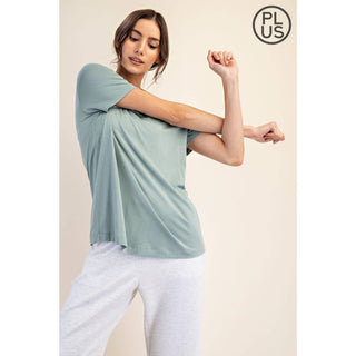 Plus Size Viscose Modal Short Sleeve Top | Mist Blue