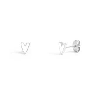 White Heart Stud Earrings | 18K Gold PVD + Stainless Steel