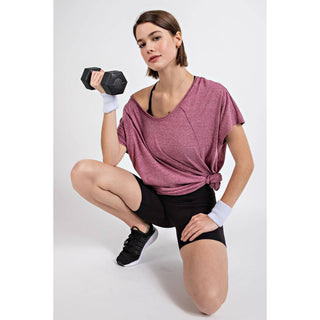 Tri Blend U Neckline Short Sleeve Tunic Top | Multiple Colors