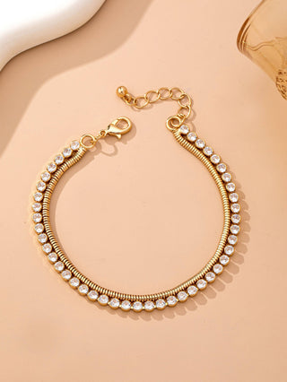 Double Snake Chain Crystal Bracelet