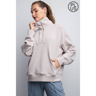 Plus Size Modal Scuba Quarter Zip Pullover | Multiple Colors