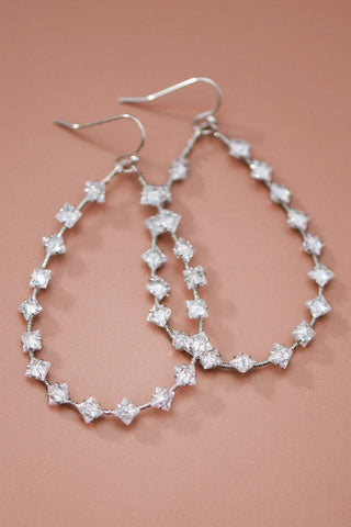 Wire Wrapped Zircon Crystal Teardrop Earrings | Multiple Metal Options