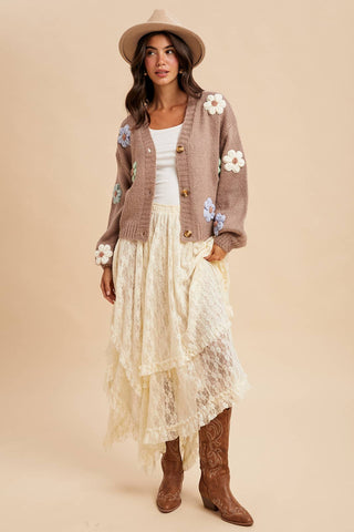Darling Floral Cardigan | Taupe
