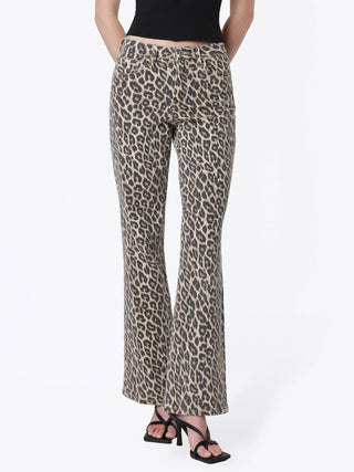 High Rise Leopard Print Vintage Flare Jean | Vervet