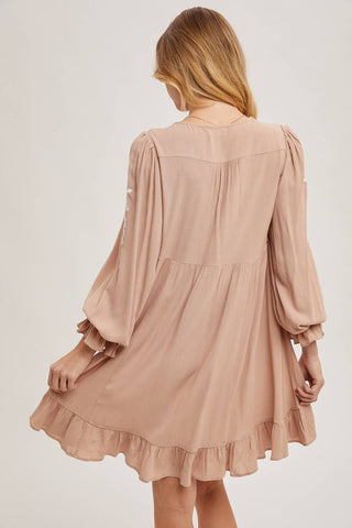Samantha Embroidered Ruffled Dress | Sage