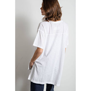 Mineral Washed Short Sleeve Top w/ Side Slit | Brown
