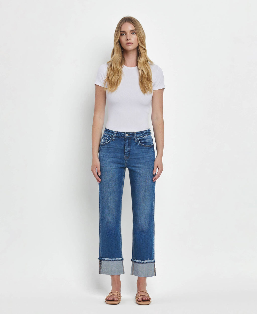 Daphne High Rise Cuffed Straight Jeans