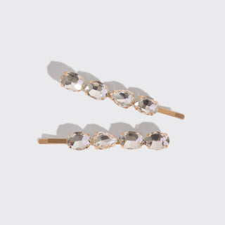 Metal Gemstone Bobby Pins 2pc Set
