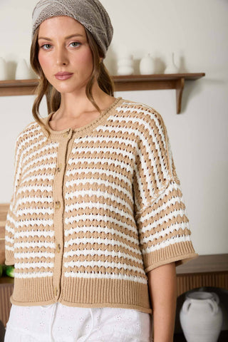 Emmy Striped Crochet Cardigan