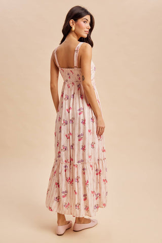 Florence Floral Sleeveless Maxi Dress | Peach Multi