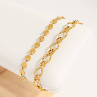 Hammered Oval Chain Bracelet | 18K Gold PVD Stainless Steel