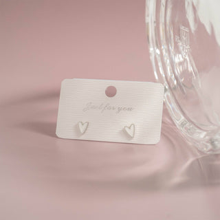 White Heart Stud Earrings | 18K Gold PVD + Stainless Steel