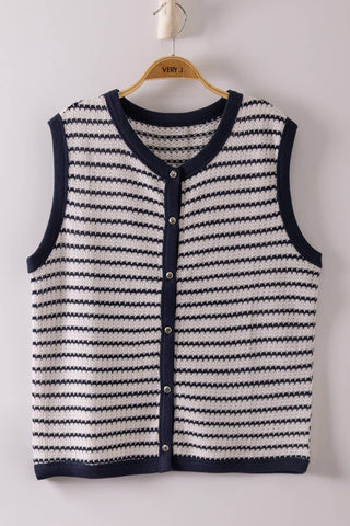 Saylor Striped Knit Tank Top | Navy