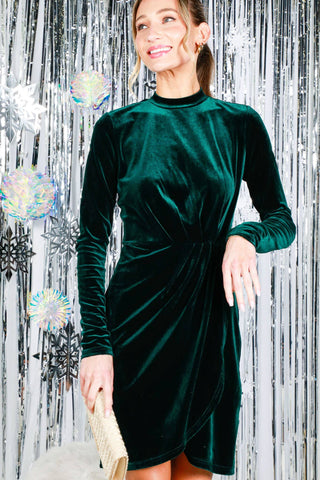 Molly Mock Neck Velvet Mini Dress | Brown