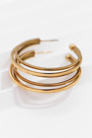 Triple Hoop Earrings | 18K Gold PVD Plated Waterproof Stainless Steel