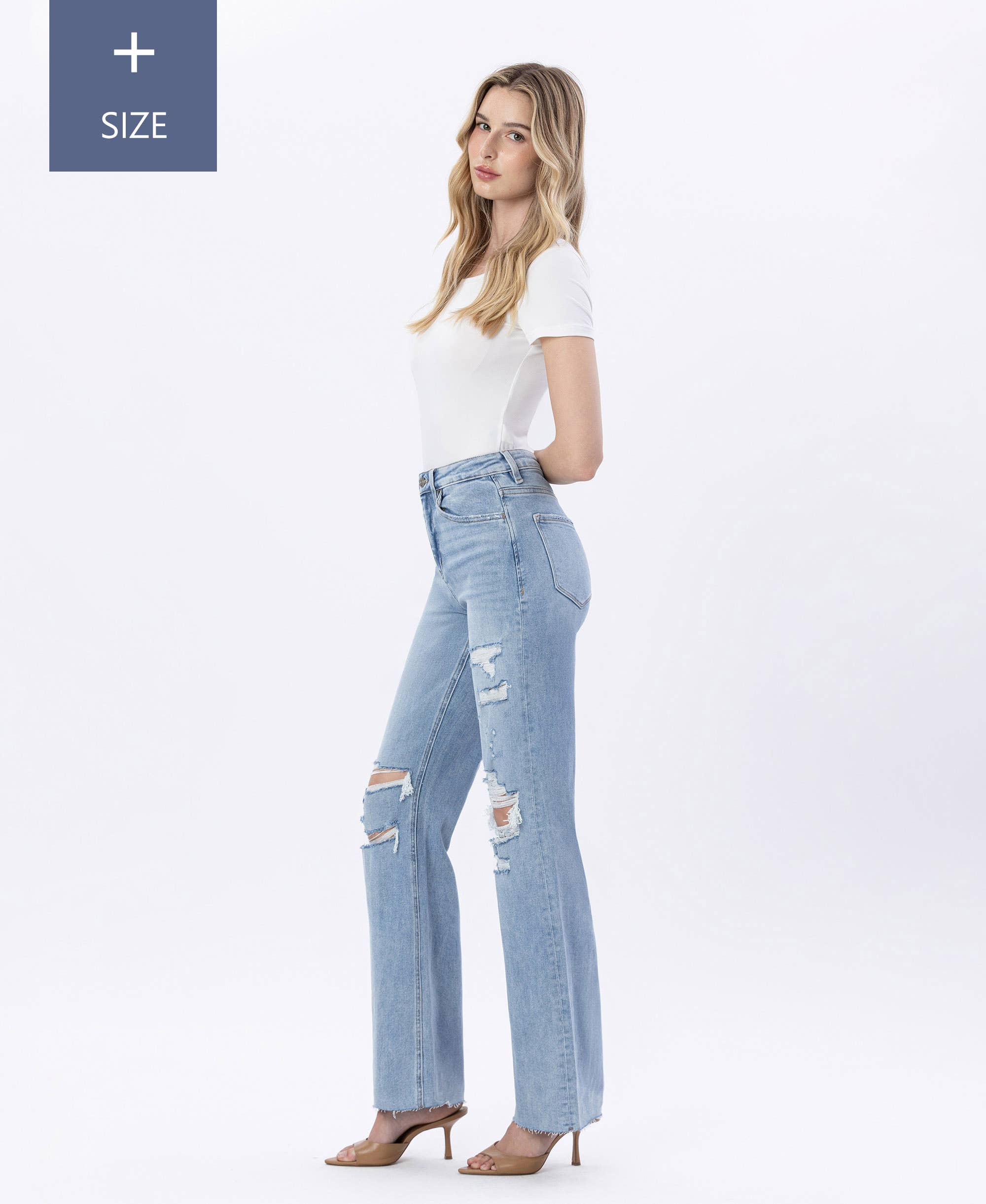 Lovervet Plus Jet Lag Tummy Control 90's Vintage Super High Flare Jeans