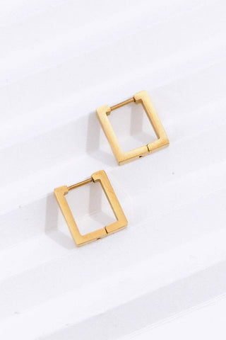 Small Square Carabiner Hoop Earrings | 18K Gold Plated Waterproof Stainless Steel