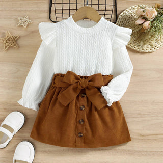 Palmer Ruffled Textured Tee & Belted Skirt
