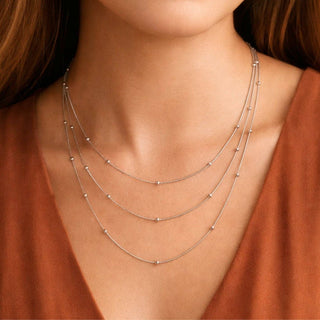 Layered Ball Chain Necklace | Silver Tarnish-Resistant Stainless Steel