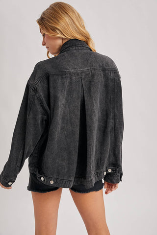 Darby Denim Button Down Oversized Jacket | Black Wash
