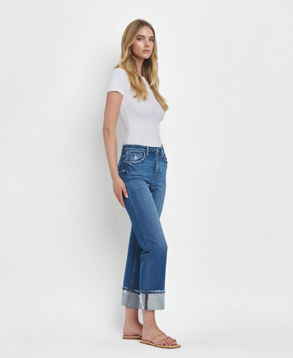 Daphne High Rise Cuffed Straight Jeans