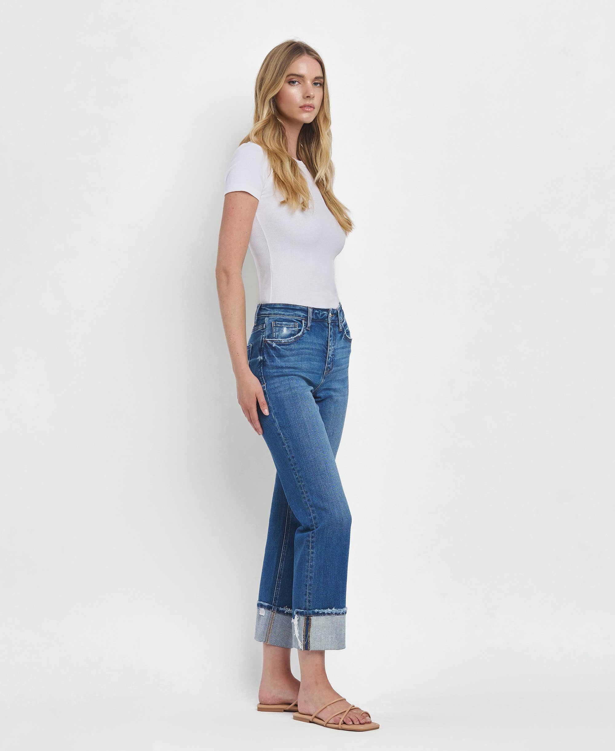 Daphne High Rise Cuffed Straight Jeans