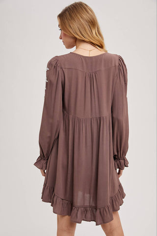 Samantha Embroidered Ruffled Dress | Sage