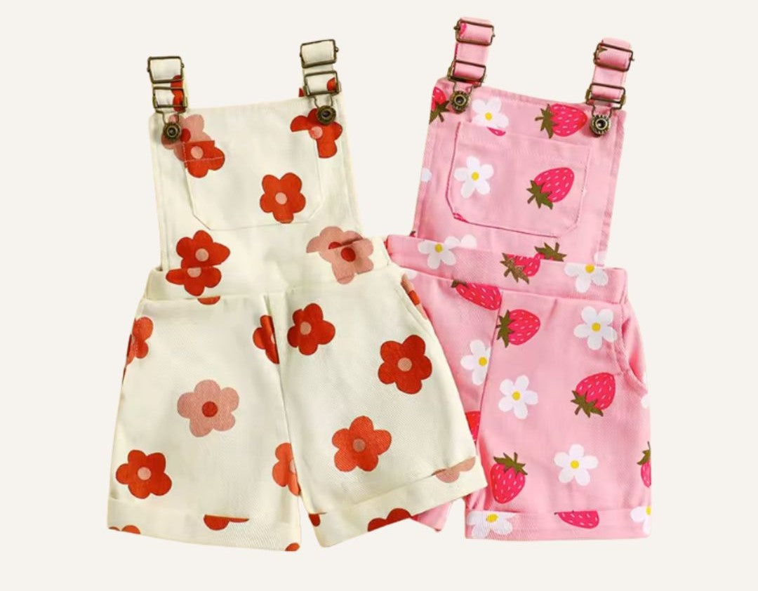 Girls Strawberry + Daisy Overalls