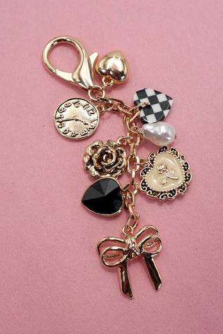 Checkered Bow Bag Charm