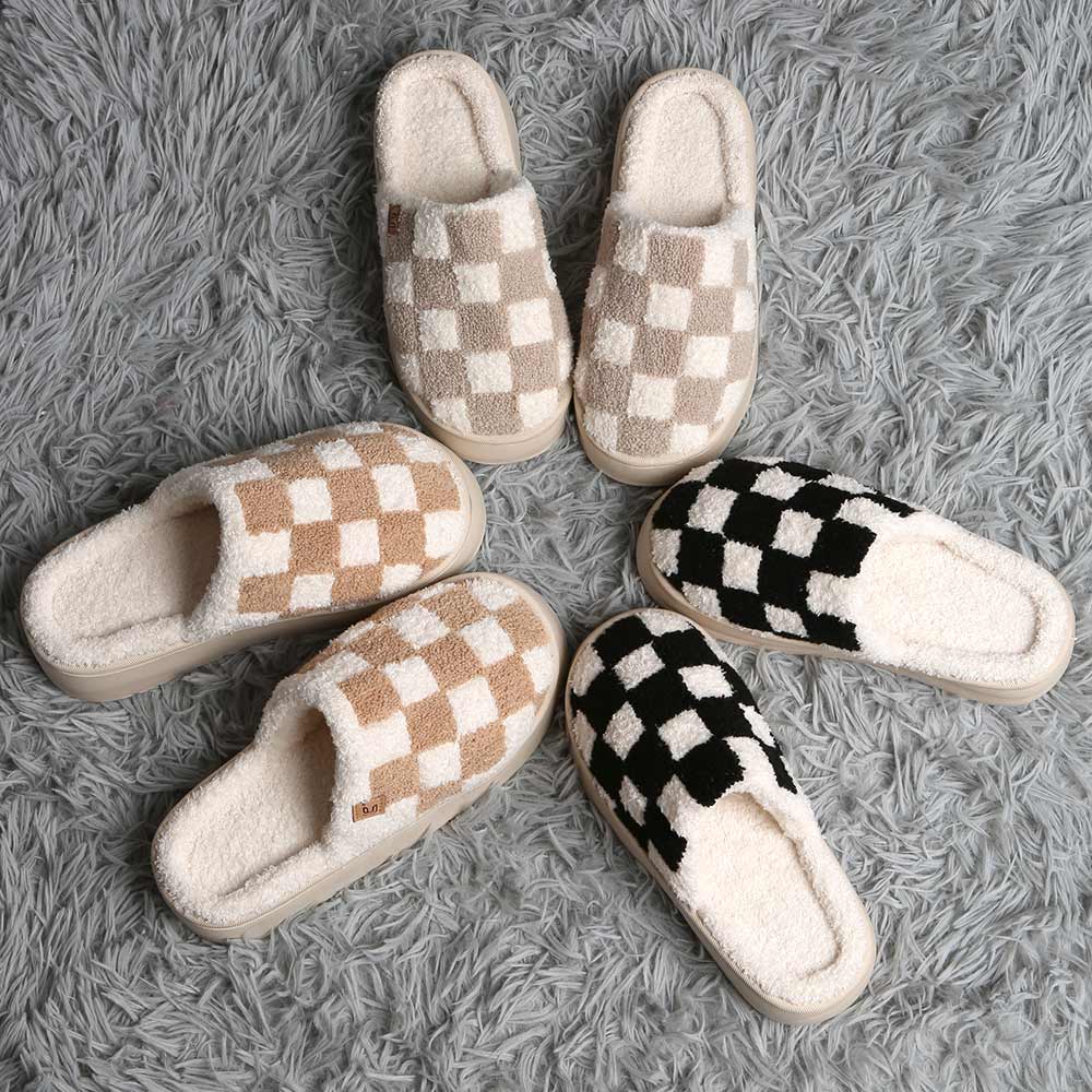 Checkered Platform Slippers