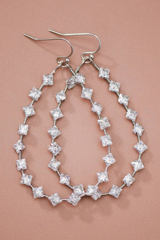 Wire Wrapped Zircon Crystal Teardrop Earrings | Multiple Metal Options