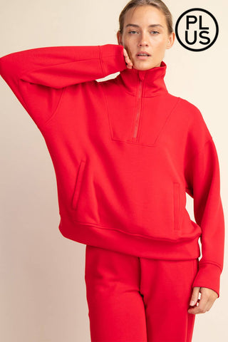 Plus Size Modal Scuba Quarter Zip Pullover | Multiple Colors