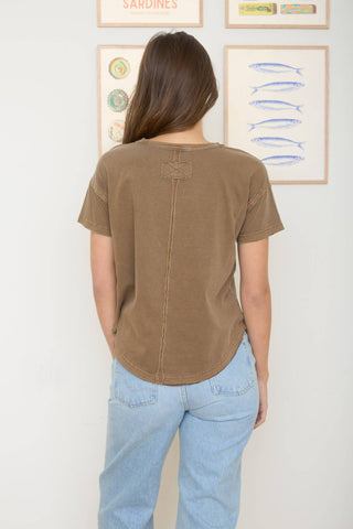 Reilly Exposed Seam Knit Top | Brown