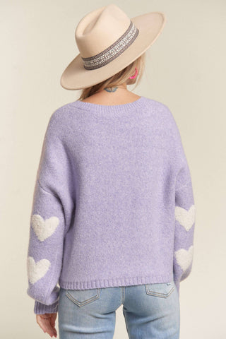 Lovely Heart Lilac Sweater | Plus Size