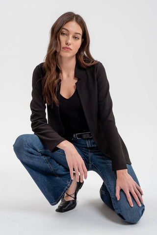 Nelly Notched Collar Long Line Blazer | Khaki