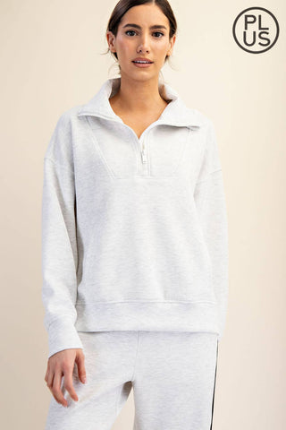 Plus Size Modal Scuba Quarter Zip Pullover | Multiple Colors