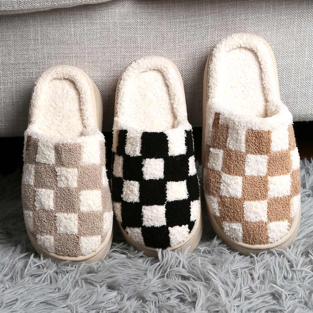 Checkered Platform Slippers