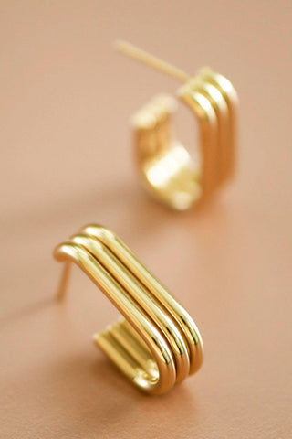 The Triple J Hoop Earrings | 18K Gold Plated Waterproof Stainless Steel