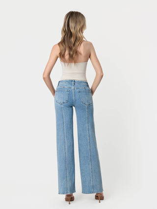 Billbergia High Rise Medium Was Seamed Panel Wide Leg Jean | Vervet