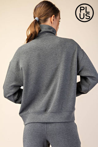 Plus Size Modal Scuba Quarter Zip Pullover | Multiple Colors